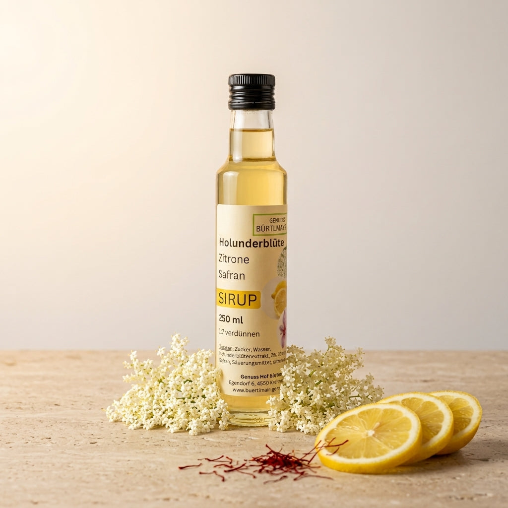 Holunderblüten Zitronen Safran Sirup